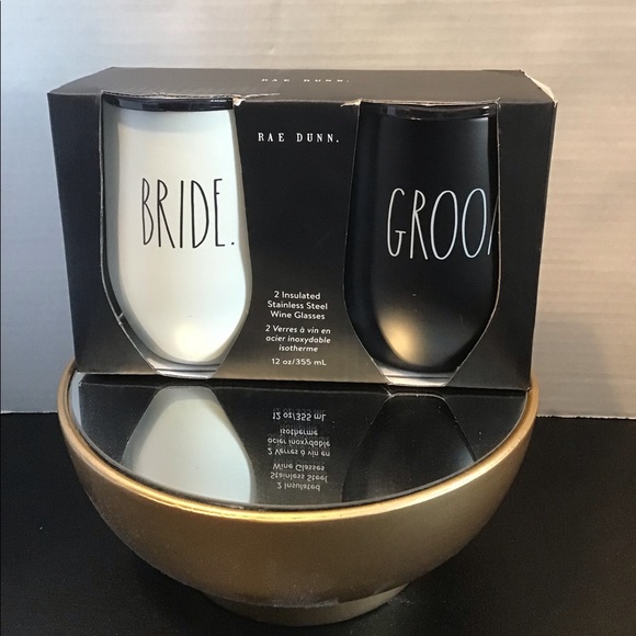 Rae Dunn Other - Rae Dunn Bride/Groom Insulated Steel Wine Glasses with Lids (NWT)